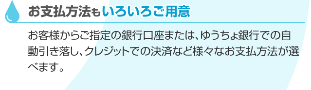 お支払方法もいろいろご用意